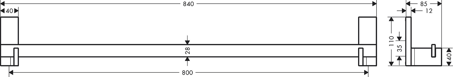 Axor Universal Rectangular Полотенцедержатель 84 см, подвесной, цвет: хром 42683000