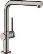 Hansgrohe Talis M54 Смеситель для кухни с выдвижным изливом, цвет: шлифованный черный хром 72845340