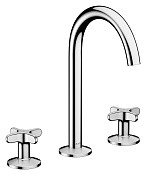 Axor One Смеситель для раковины на 3 отверстия, с донным клап., излив 14,1 см, EcoSmart, цвет: хром 48040000