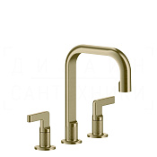 Gessi Inciso Смеситель для раковины на 3 отверстия, без д/к, излив 16 см, цвет: brushed brass PVD 58014#727
