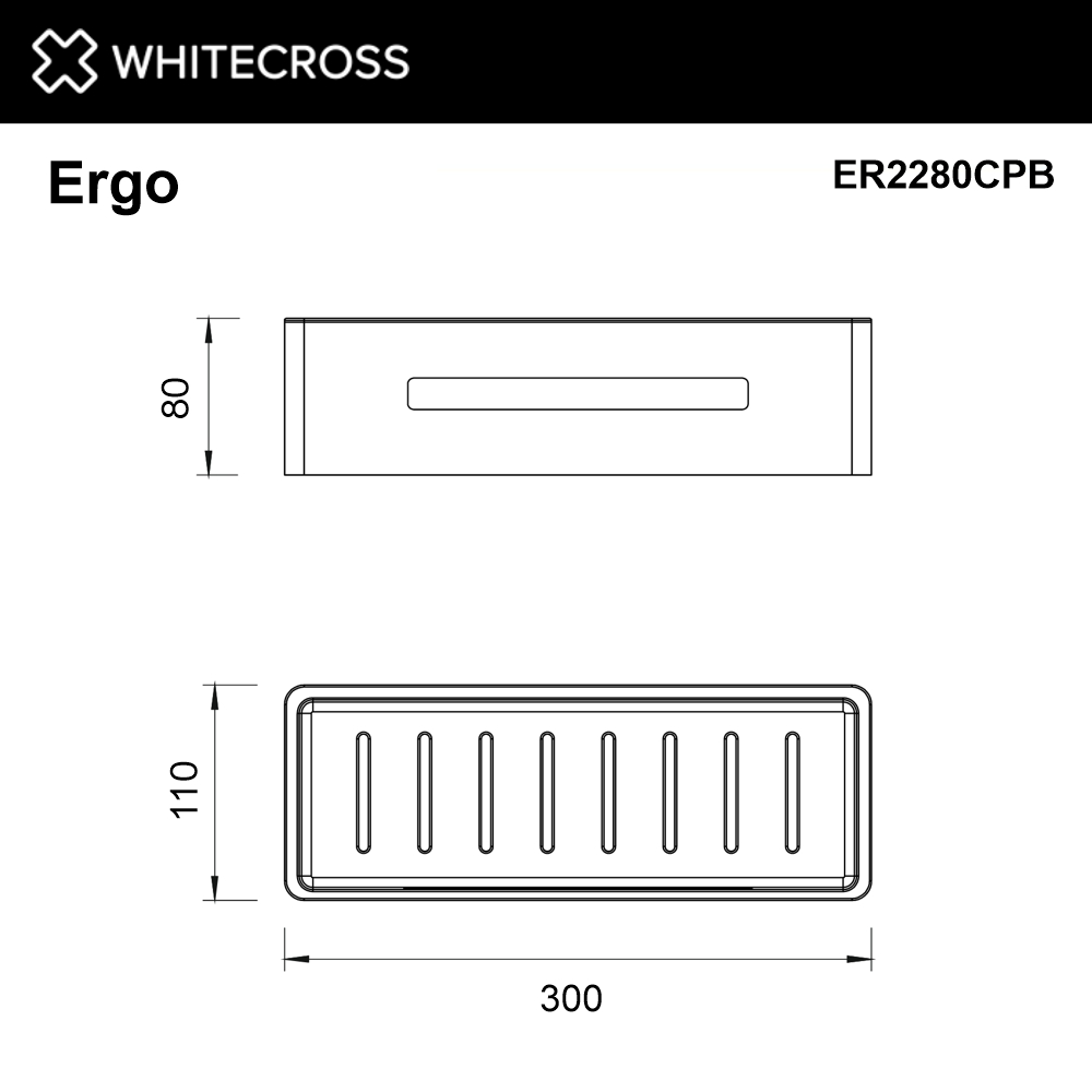 Whitecross Ergo Полка металлическая 30x11 см, подвесная, цвет: медь брашированная ER2280CPB