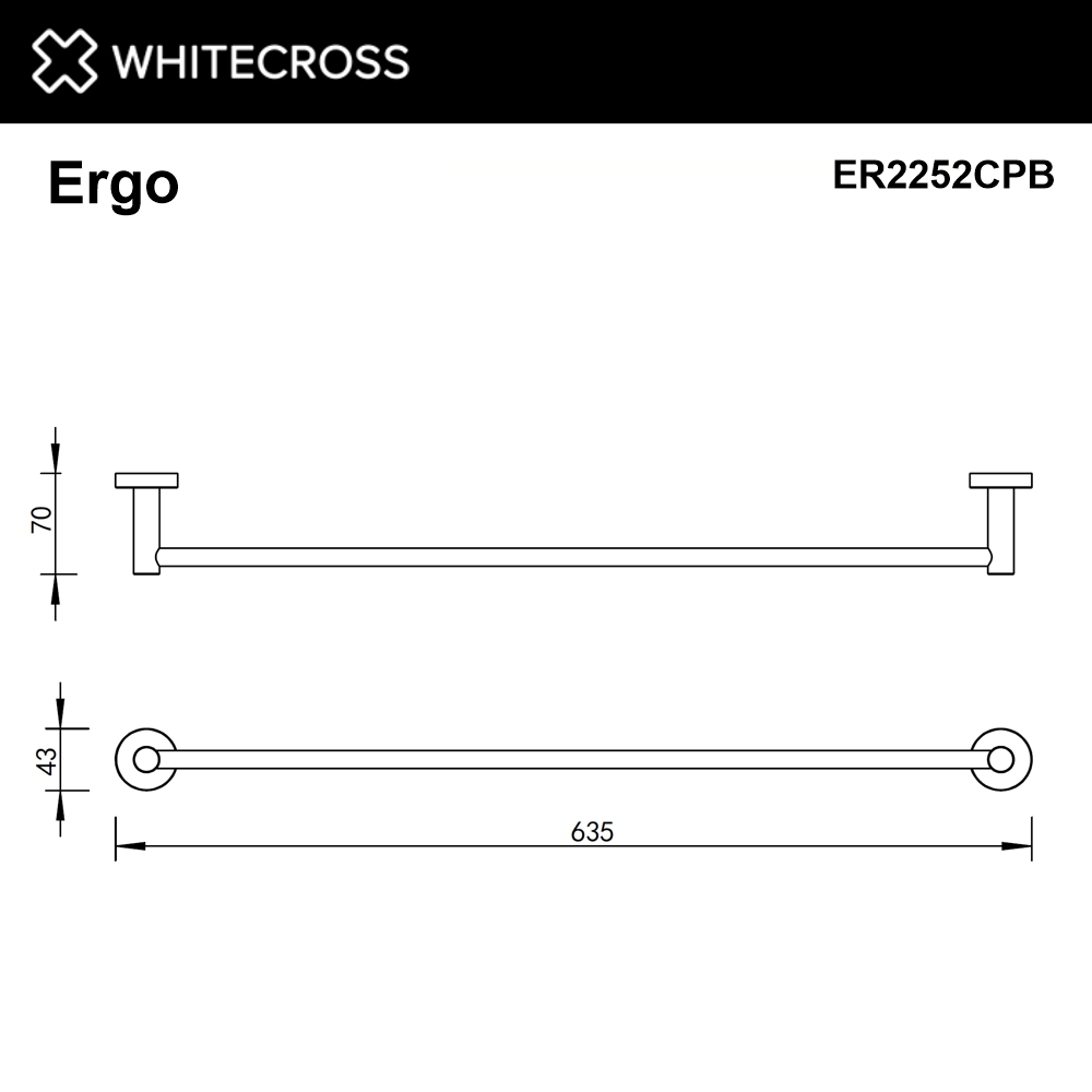 Whitecross Ergo Полотенцедержатель 63,5 см, подвесной, цвет: медь брашированная ER2252CPB