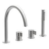 Almar Line Смеситель на борт ванны с ручным душем, на 4 отверстия, цвет: 316 brushed stainless steel E214034.316