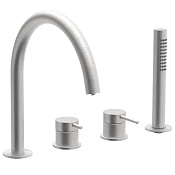 Almar Steel Смеситель на борт ванны с ручным душем, на 4 отвер., цвет: 316 brushed stainless steel E214036.316