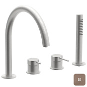 Almar Steel Смеситель на борт ванны с ручным душем, на 4 отверстия, цвет: 316 PVD brushed copper E214036.CO316