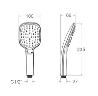 Ramonsoler Hydrotherapy Ручной душ с 3 видами струи, цвет: хром 4914Q3