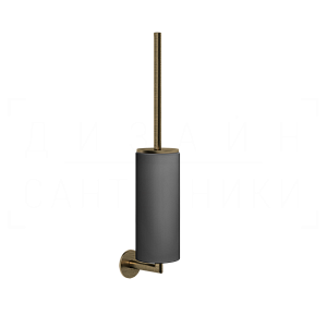 Gessi Ventaglio Ершик для унитаза подвесной, с кермической колбой Neolite, цвет: black/antique brass 63620#713