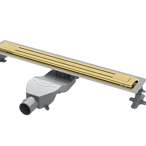 Boheme Трап линейный 80 см, с решеткой со щелью для воды и сифоном, цвет: gold 983-80-G