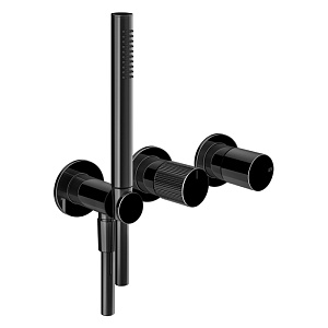 Gessi Habito Смеситель для душа встраиваемый, внешняя часть, с ручным душем, цвет: black metal PVD 70538#706