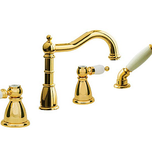 Boheme Oro Spirale Смеситель на борт ванны, на 4 отверстия, с ручным душем, цвет: gold 395