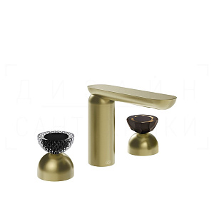 Gessi Perle Смеситель для раковины на 3 отв., без д/к, излив 13,2 см, цвет: brushed brass PVD 74786#727
