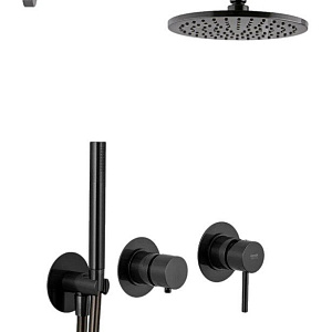 Remer X Style Душевой комплект: смеситель, верхний душ 20 см, лейка, цвет: cromo nero spazzolato X96S02OCFP
