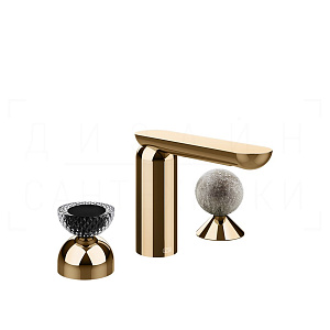 Gessi Perle Смеситель для раковины на 3 отв., без д/к, излив 13,2 см, цвет: warm bronze PVD 74768#735