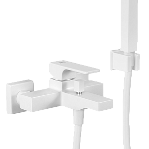 Remer Absolute Смеситель для ванны с душем, лейка, держатель, шланг 150 см, цвет: bianco opaco AU02BO