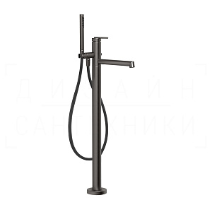 Gessi Ingranaggio Смеситель для ванны напольный, с душевым гарн., излив 26 см, цвет: black metal PVD 63528#707