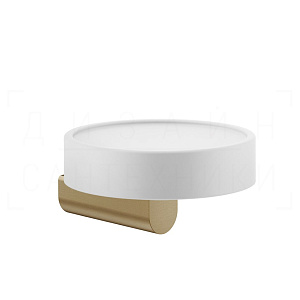 Gessi Rilievo Мыльница с керамической чашей Neolite, подвесная, цвет: white/warm bronze brushed PVD 59501#726