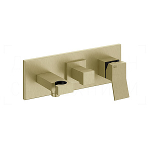 Gessi Rattangolo K Смеситель для душа встраив., на 2 потреб., внешняя часть, цвет: brushed brass PVD 53141#727
