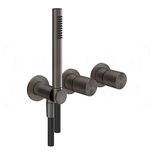 Gessi Habito Смеситель для душа встраив., на 2 потреб., внешняя часть, цвет: black metal brushed PVD 70038#707