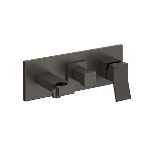Gessi Rattangolo K Смеситель для душа встраив., на 2 потреб., внеш. часть, цвет: black metal brushed 53141#707