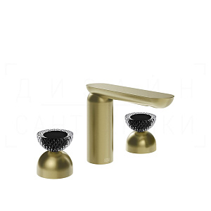 Gessi Perle Смеситель для раковины на 3 отв., без д/к, излив 13,2 см, цвет: brushed brass PVD 74776#727