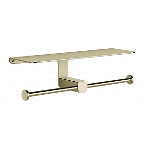 Gessi Rilievo Двойной держатель туалетной бумаги с полочкой, подвесной, цвет: brass PVD 59450#710
