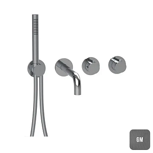 Almar Modular Round Термостат для ванны с изливомиручнымдушем, внешняя, цвет: brushed gun metal E180135.GM