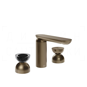 Gessi Perle Смеситель для раковины на 3 отв., без д/к, излив 13,2 см, цвет: coffee bronze brushed 74796#761