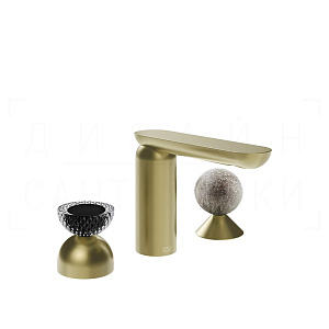 Gessi Perle Смеситель для раковины на 3 отв., без д/к, излив 13,2 см, цвет: brushed brass PVD 74768#727