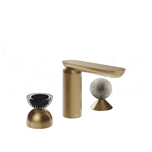 Gessi Perle Смеситель для раковины на 3 отв., без д/к, излив 13,2 см, цвет: warm bronze brushed PVD 74768#726