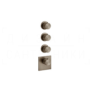 Gessi 316 Термостат для душа встраиваемый, на 3 потр., внеш. часть, цвет: coffee bronze brushed PVD 54506#761