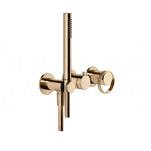 Gessi Anello Смеситель для душа встраиваемый, на 2 потребителя, внешняя часть, цвет: warm bronze PVD 63345#735