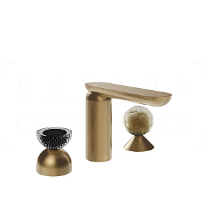 Gessi Perle Смеситель для раковины на 3 отв., без д/к, излив 13,2 см, цвет: warm bronze brushed PVD 74748#726