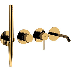 Remer X Style Смеситель для ванны, излив, лейка 1 режим, со скрытой частью, цвет: oro spazzolato X96S03ROXXBG