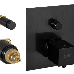 Remer Q-Elegance Термостат для ванны встраиваемый, 2 потребителя, цвет: cromo nero spazzolato QT09KBCFP