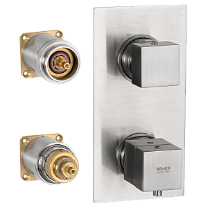 Remer Q-Elegance Термостат для ванны встраиваемый, 2 потребителя, цвет: nichel spazzolato QT92KBNP