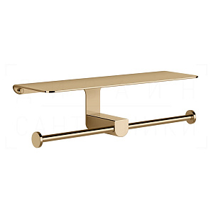 Gessi Rilievo Двойной держатель туалетной бумаги с полочкой, подвесной, цвет: warm bronze PVD 59450#735