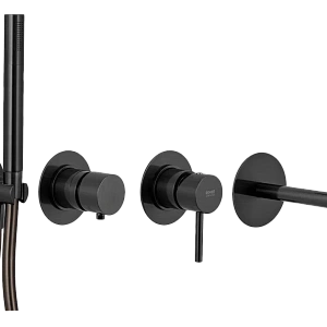 Remer X Style Смеситель для ванны, излив, лейка, с внутренней частью, цвет: cromo nero spazzolato X96S03ROXXCFP