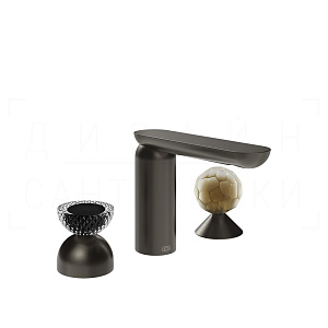 Gessi Perle Смеситель для раковины на 3 отв., без д/к, излив 13,2 см, цвет: black metal brushed PVD 74748#707