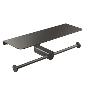 Gessi Rilievo Двойной держатель туалетной бумаги с полочкой, подвес., цвет: black metal brushed PVD 59450#707