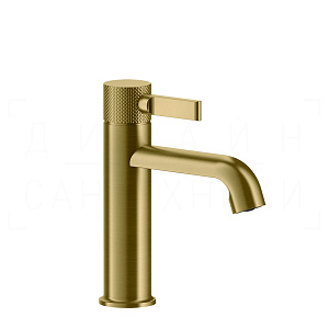 Gessi Inciso Смеситель для раковины, с донным клапаном, излив 13,5 см, цвет: gold brushed 58001#716
