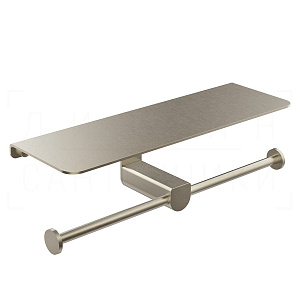 Gessi Rilievo Двойной держатель туалетной бумаги с полочкой, подвесной, цвет: finox brushed nickel 59450#149