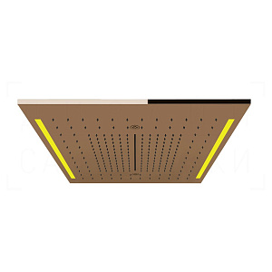Gessi Colour Потолочный душ 50,5 см, встраиваемый, 3 вида струи, хромотерапия, цвет: copper PVD 57977#030