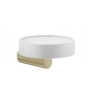 Gessi Rilievo Мыльница с керамической чашей Neolite, подвесная, цвет: white/brushed brass PVD 59501#727