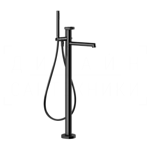 Gessi Anello Смеситель для ванны напольный, с душевым гарнитуром, излив 26 см, цвет: black metal PVD 63328#706