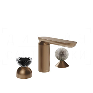 Gessi Perle Смеситель для раковины на 3 отв., без д/к, излив 13,2 см, цвет: copper brushed PVD 74768#708