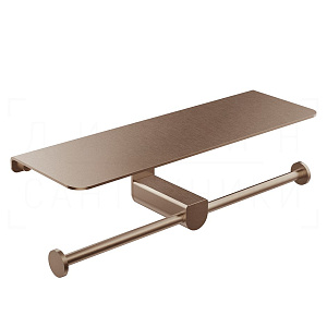 Gessi Rilievo Двойной держатель туалетной бумаги с полочкой, подвесной, цвет: copper brushed PVD 59450#708